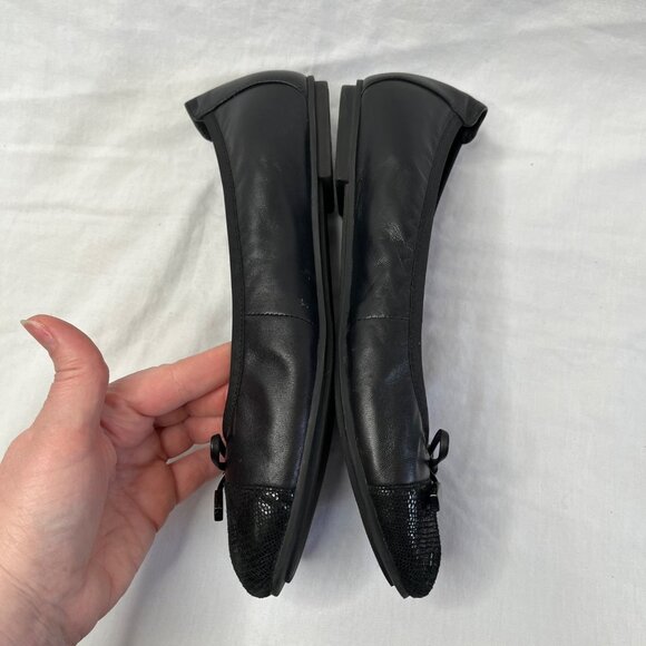 Vionic Womens Black Minna Leather Sequin Cap Toe Ballet Bow Flats size 8 - Picture 7 of 11